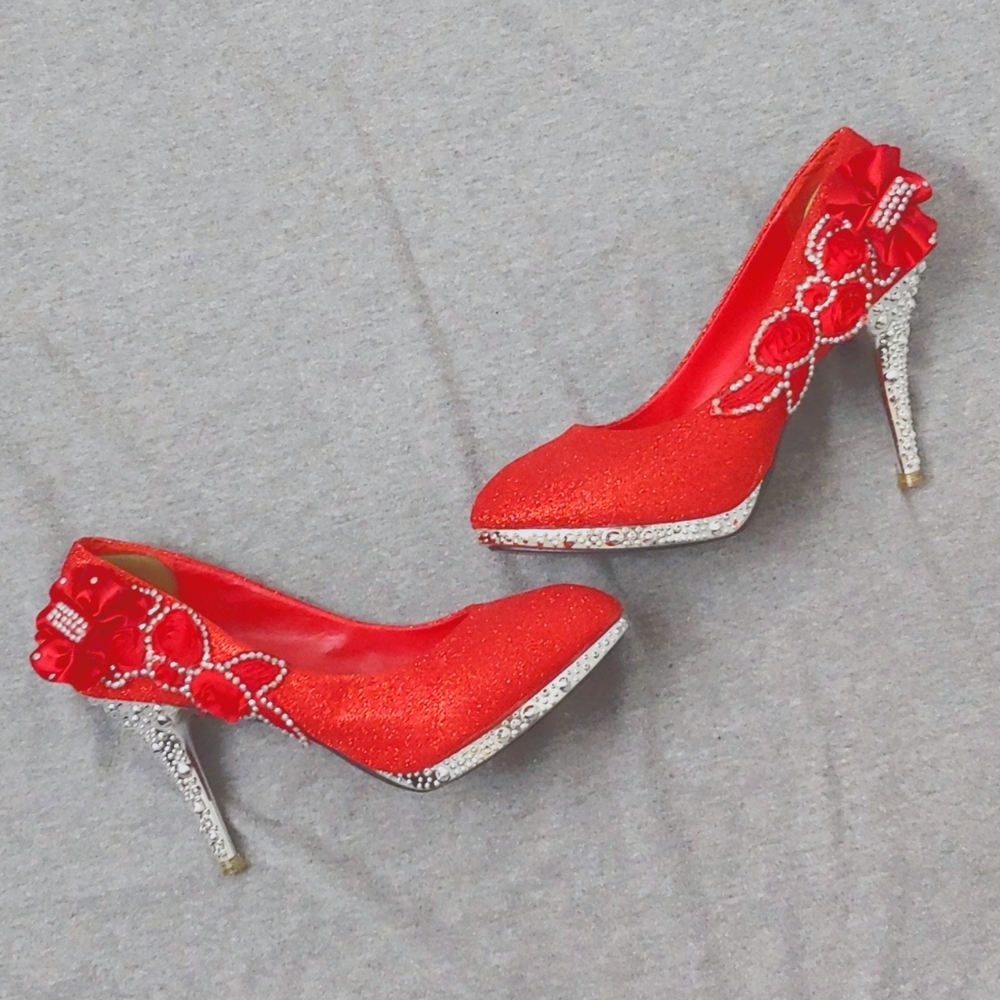 Super Sexy Red Sparkly High Heels * Size 40 ๐ - Picture 2 of 9